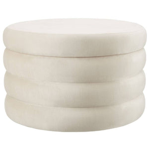 Sitzhocker mit Stauraum Altu XL Samtoptik creme-weiß
