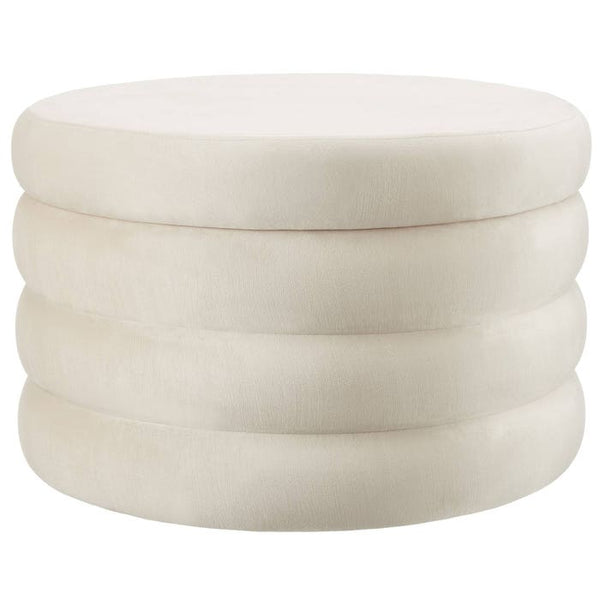 Sitzhocker mit Stauraum Altu XL Samtoptik creme-weiß