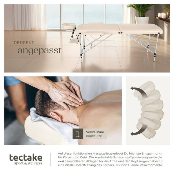 Lettino da massaggio a 2 zone con imbottitura, beige