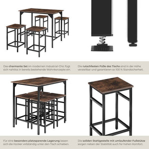 Bartisch-Set Edinburgh Industrial Holz dunkel, rustikal