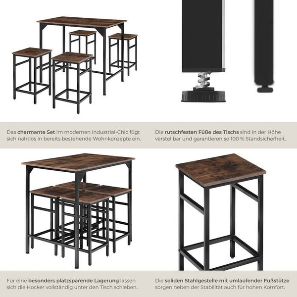 Bartisch-Set Edinburgh Industrial Holz dunkel, rustikal