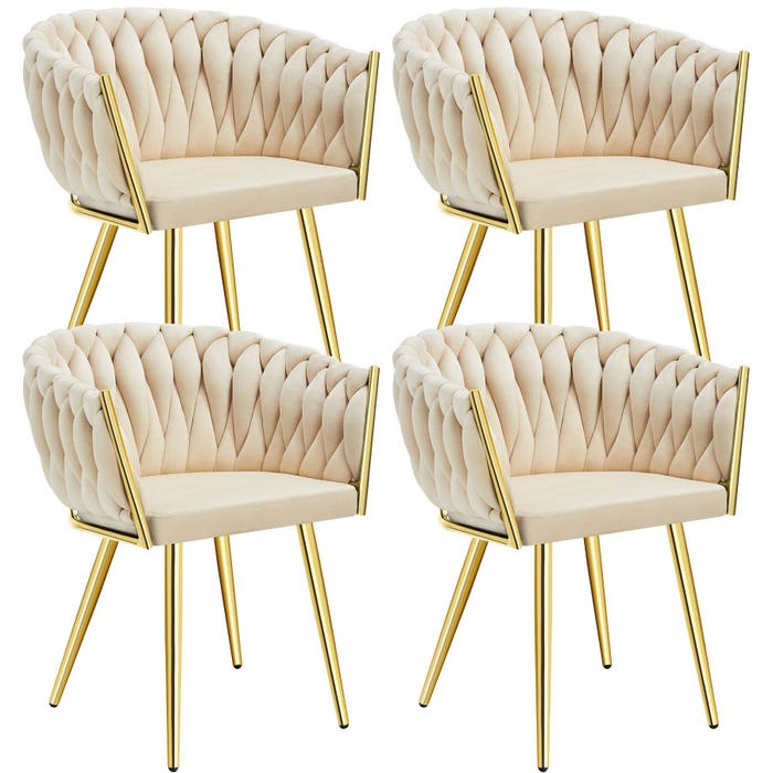 Ensemble de 4 chaises de salle à manger Astano, sable/or 