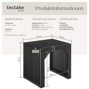 Hocker Ribb Lamellenoptik schwarz 45 x 35 x 43 cm