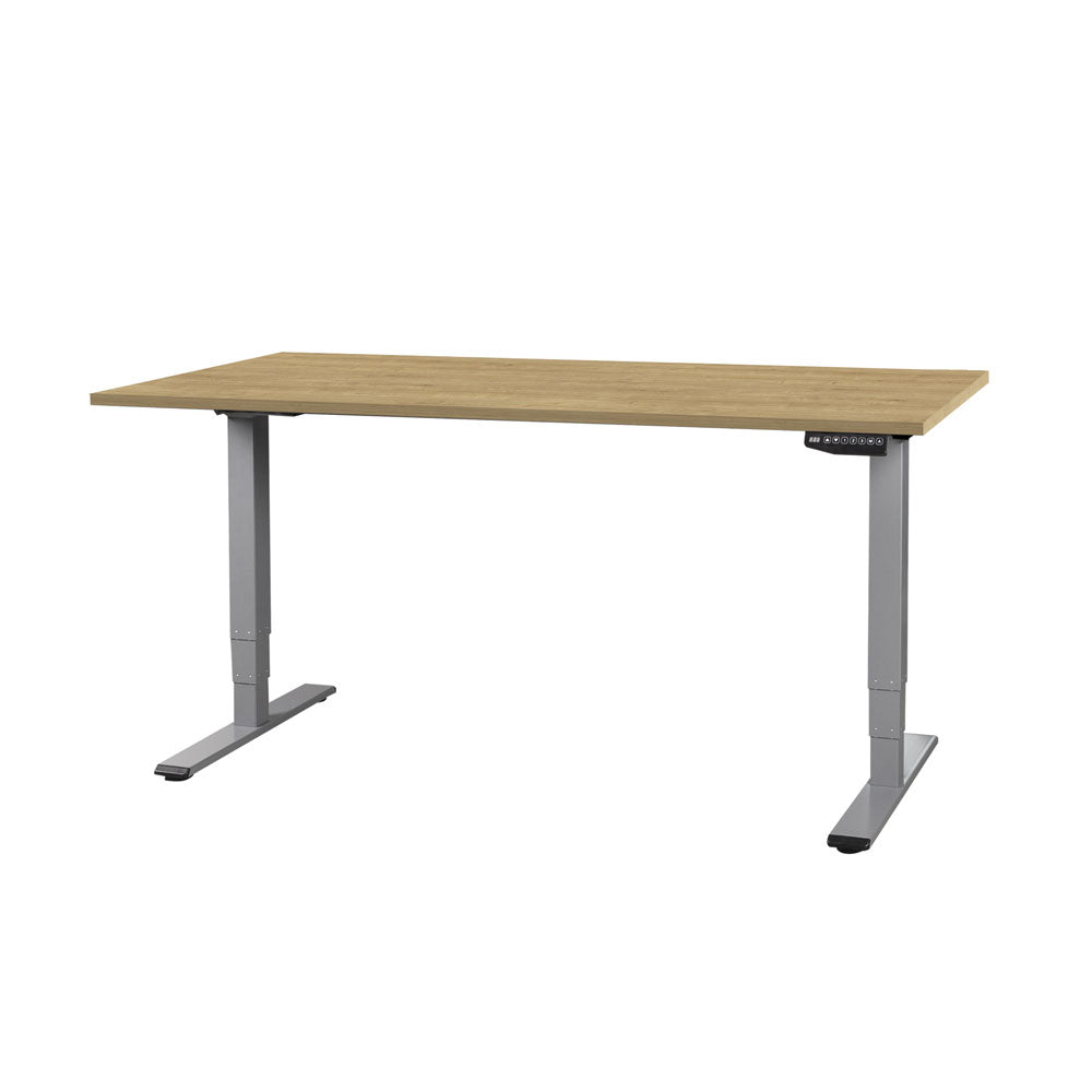 CONTINI höhenverstellbarer Bürotisch 1.8x0.8m Eiche / Gestell grau RAL 7045