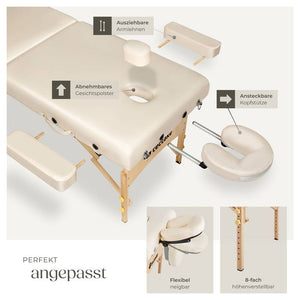 Lettino da massaggio a 2 zone con imbottitura da 7,5 cm, beige