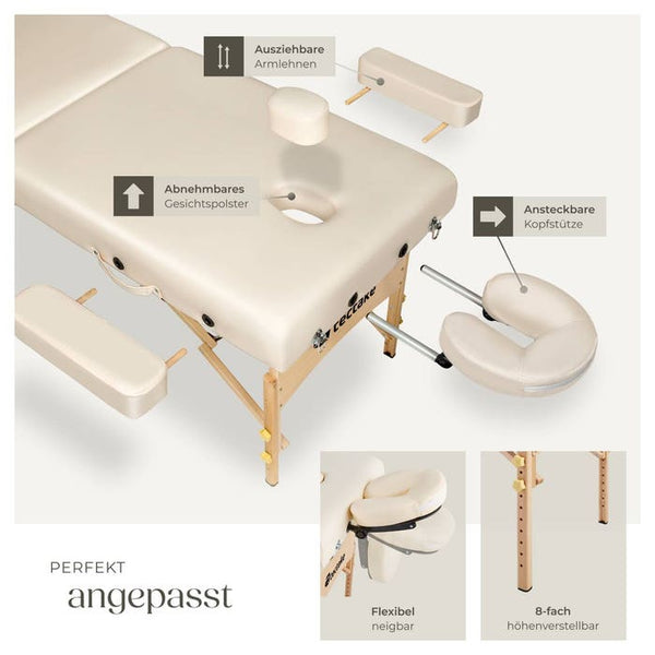Lettino da massaggio a 2 zone con imbottitura da 7,5 cm, beige