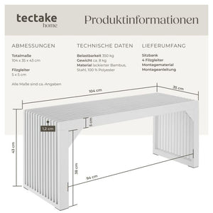 Sitzbank Ribb Lamellenoptik weiss 104 x 35 x 43 cm