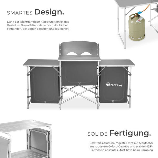Camping kitchen 172x52x104cm gray