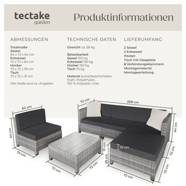 Aluminium Rattan Lounge hellgrau