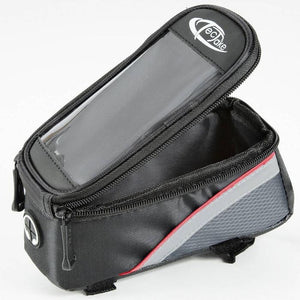 Fahrradtasche mit Rahmen-Befestigung für Smartphones schwarz/grau/rot 18 x 8,5 x 8,5 cm