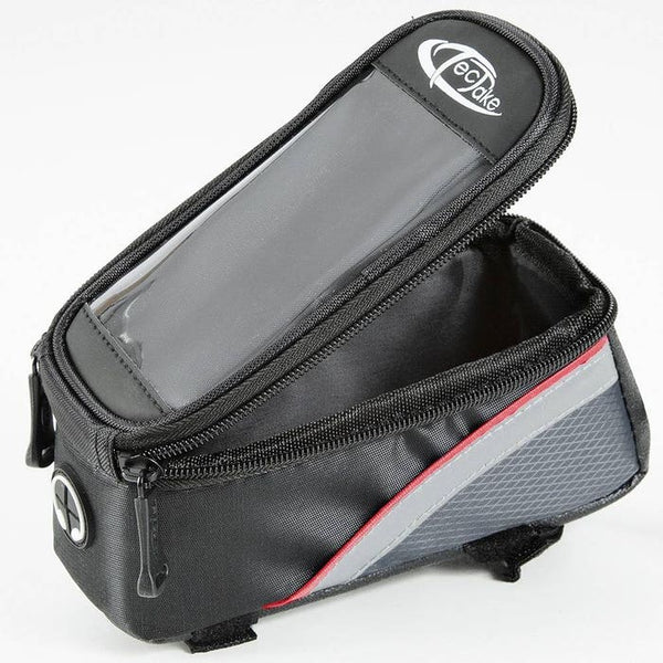 Fahrradtasche mit Rahmen-Befestigung für Smartphones schwarz/grau/rot 18 x 8,5 x 8,5 cm