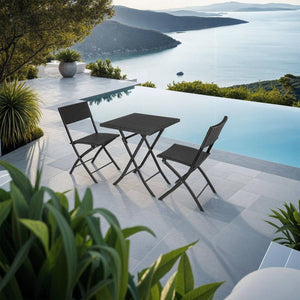 Rattan Balkonset Trevi, schwarz