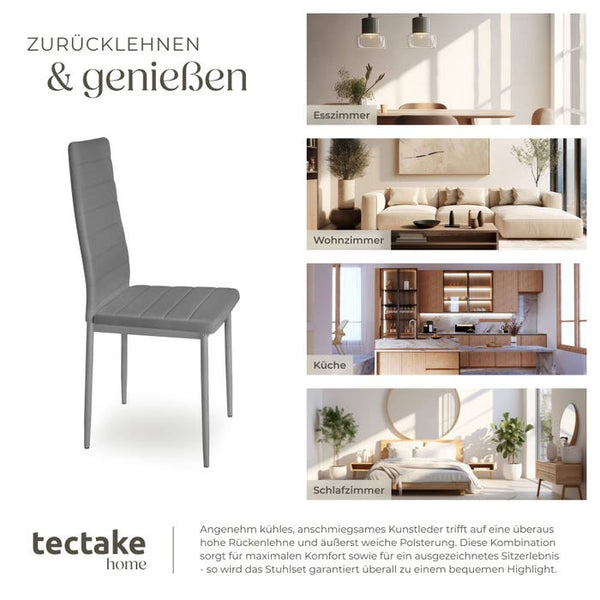 6 Esszimmerstühle Kunstleder grau