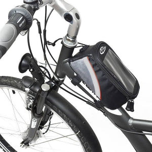 Fahrradtasche mit Rahmen-Befestigung für Smartphones schwarz/grau/rot 18 x 8,5 x 8,5 cm