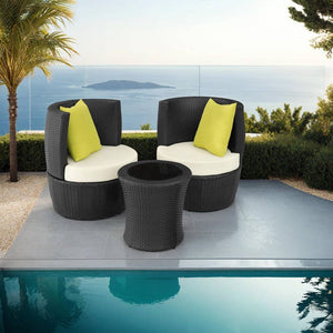 Aluminium Rattan Sitzgruppe Nizza schwarz
