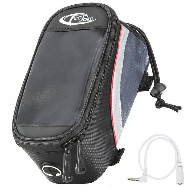 Fahrradtasche mit Rahmen-Befestigung für Smartphones schwarz/grau/rot 20 x 9,5 x 10 cm