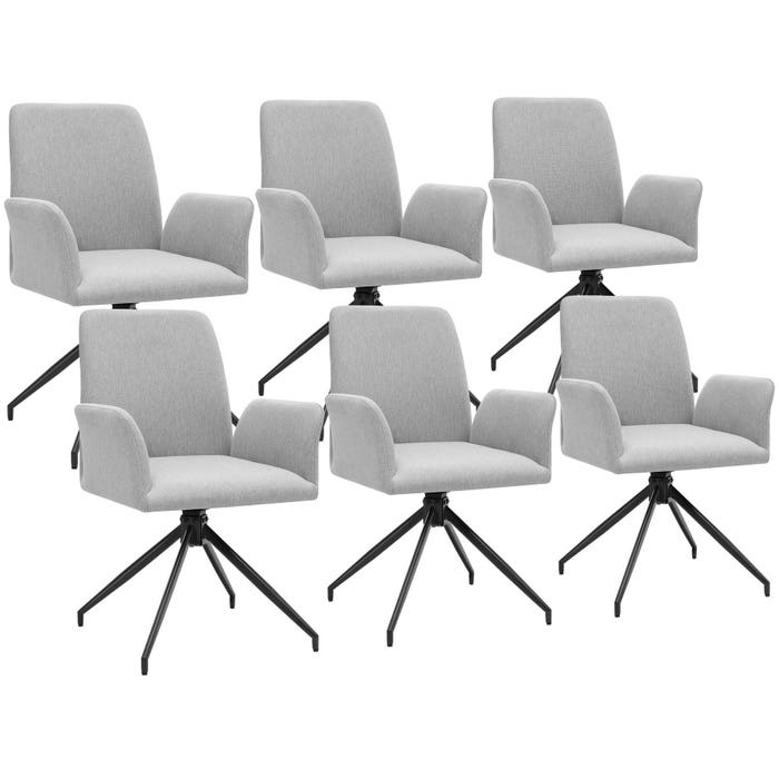 Fauteuil pivotant Daya, gris clair, lot de 6 