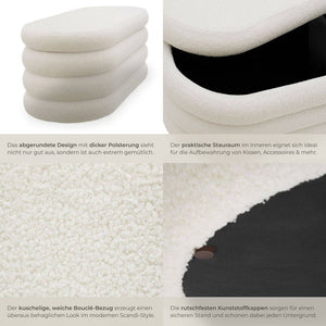 Polsterbank Altu Bouclé creme-weiss