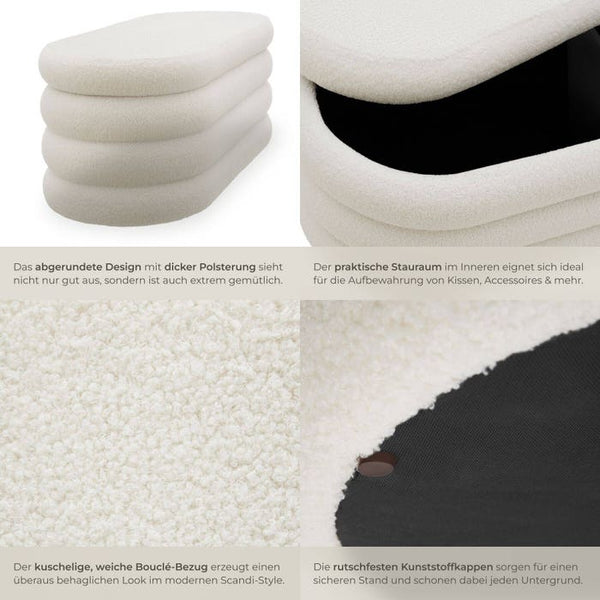 Polsterbank Altu Bouclé creme-weiss