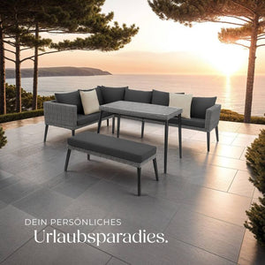 Aluminium Rattan Lounge Lounge Pula grau