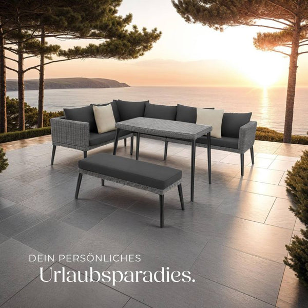 Aluminium Rattan Lounge Lounge Pula grau
