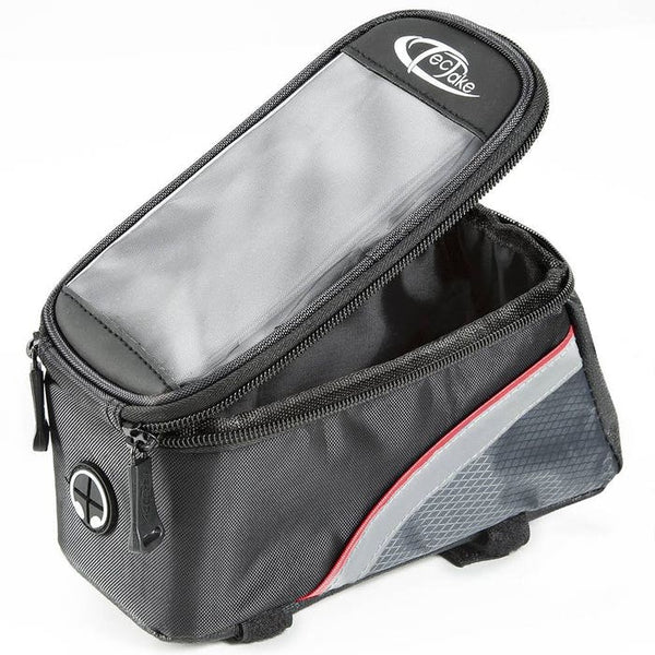 Fahrradtasche mit Rahmen-Befestigung für Smartphones schwarz/grau/rot 20,5 x 10 x 10,5 cm