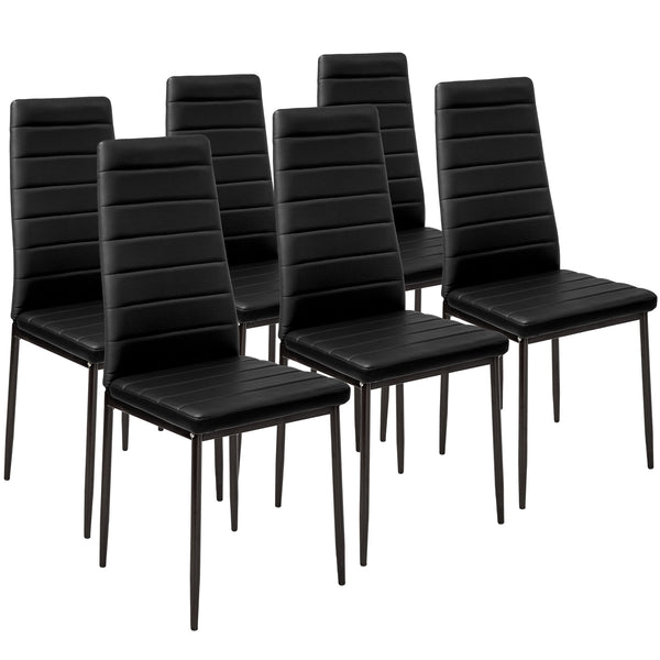 6 Esszimmerstühle Kunstleder schwarz