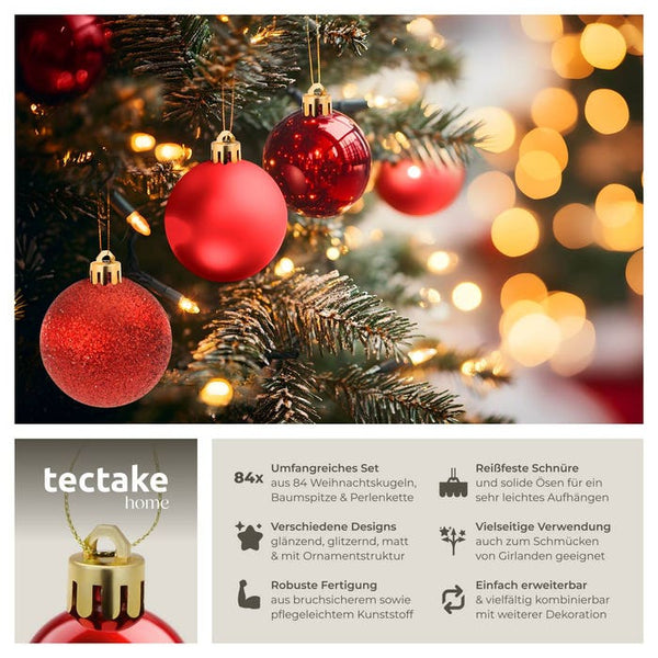 Set of 86 red Christmas baubles