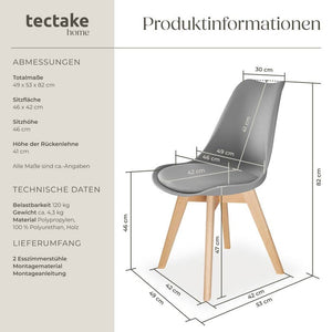 Set Esszimmerstuhl Frederikke grau 2er Set