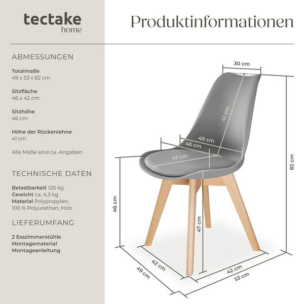 Set Esszimmerstuhl Frederikke grau 2er Set