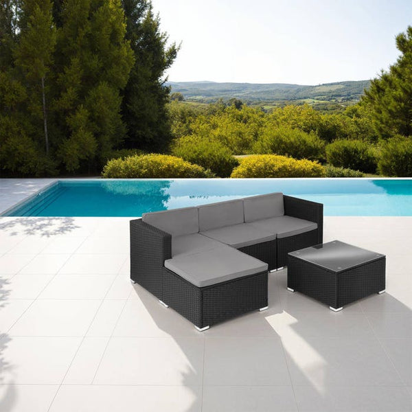 Rattan Lounge Lignano schwarz