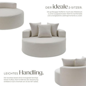 Relaxsessel Love Boneless Premiumschaumstoff Bouclé creme