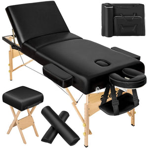 3 Zonen Massageliege-Set schwarz