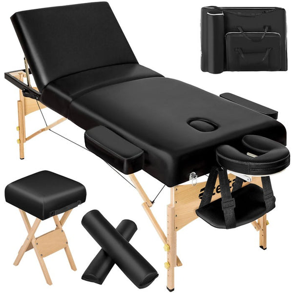 3 Zonen Massageliege-Set schwarz