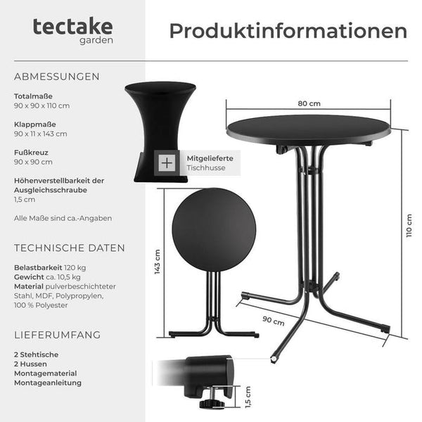 Stehtisch Eren schwarz 2er Set