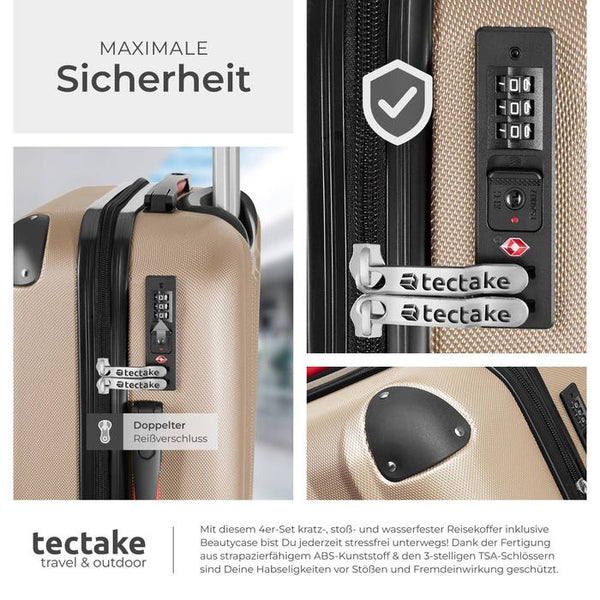 Hartschalenkoffer und Beauty-Case Set 4-tlg. Champagner