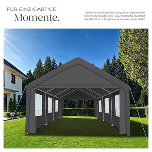 Garten Pavillon 6x4m mit 4 Seitenteilen grau