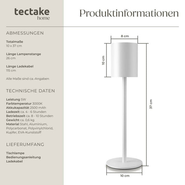 Akku-Tischlampe Corly weiss