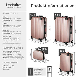 Set di 4 custodie rigide e beauty case.