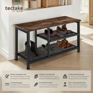 Schuhregal Taunton Industrial Holz dunkel, rustikal 80 x 30 x 45,5 cm