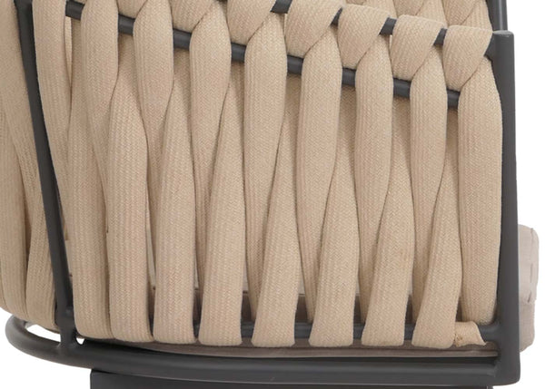 6er-Set Esszimmerstühle Aluminium mit Armlehne & Kissen creme