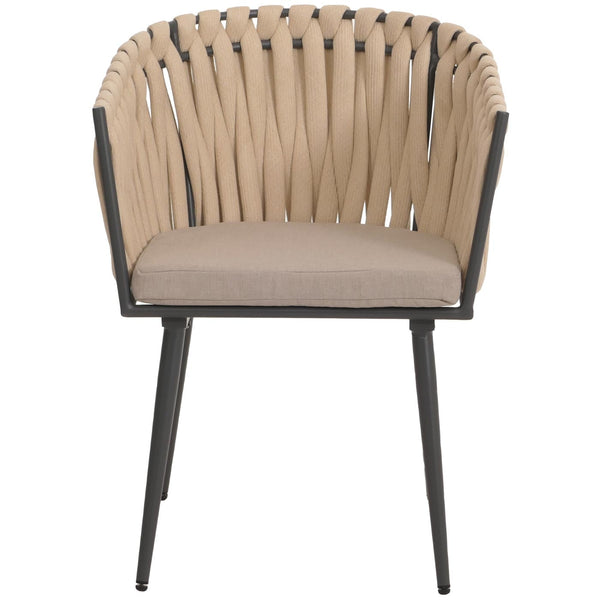 6er-Set Esszimmerstühle Aluminium mit Armlehne & Kissen creme