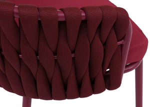 6er-Set Esszimmerstühle Aluminium Stoff Seilgeflecht bordeaux