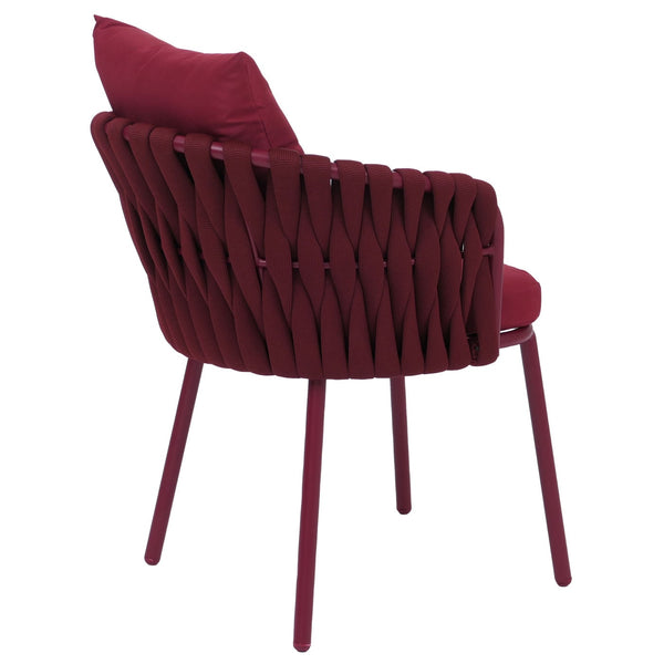 6er-Set Esszimmerstühle Aluminium Stoff Seilgeflecht bordeaux
