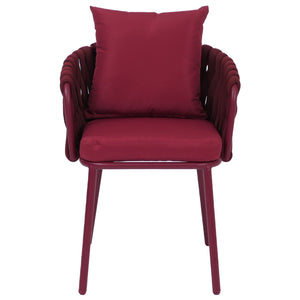 6er-Set Esszimmerstühle Aluminium Stoff Seilgeflecht bordeaux