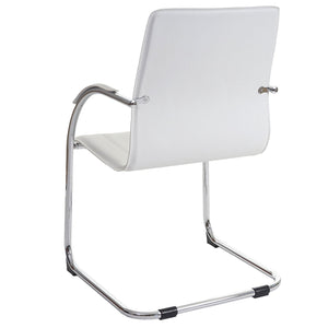 6er-Set Freischwinger Esszimmerstuhl Stahl Küchenstuhl weiss