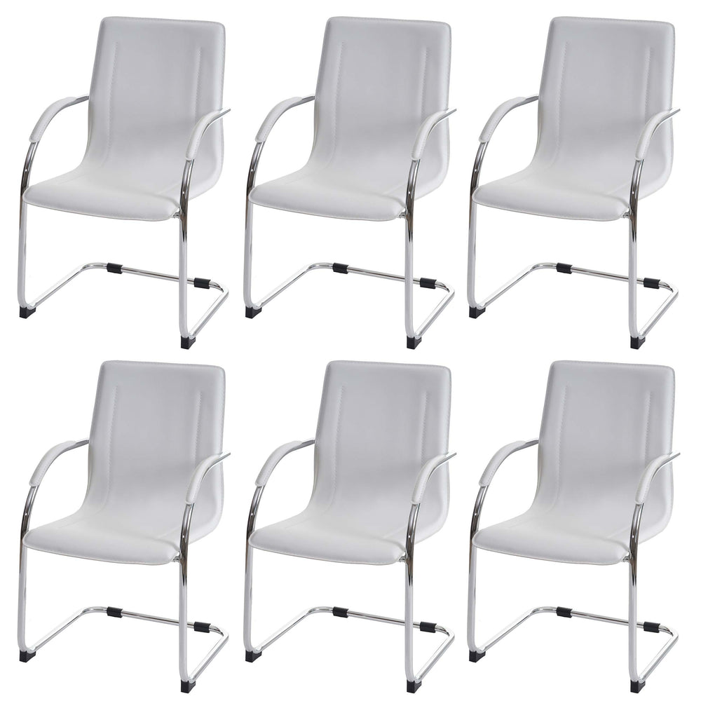 6er-Set Freischwinger Esszimmerstuhl Stahl Küchenstuhl weiss