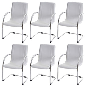6er-Set Freischwinger Esszimmerstuhl Stahl Küchenstuhl weiss