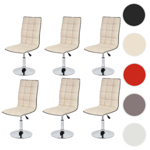 6er-Set Esszimmerstühle höhenverstellbar drehbar Kunstleder creme