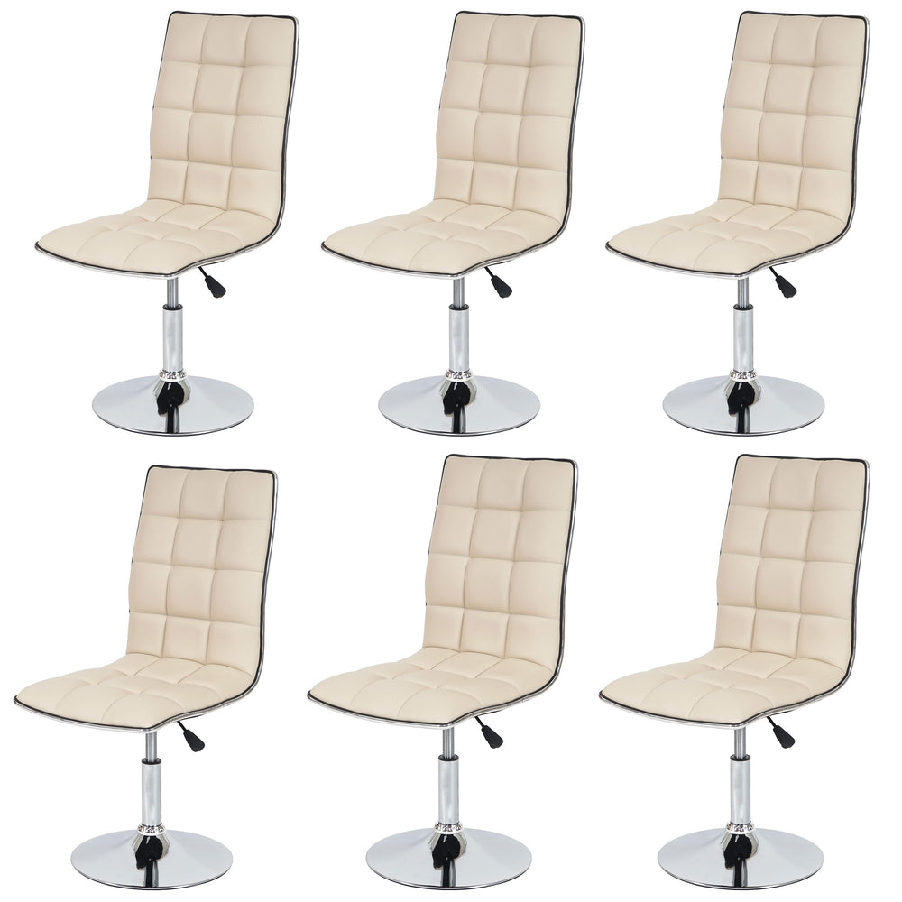 6er-Set Esszimmerstühle höhenverstellbar drehbar Kunstleder creme